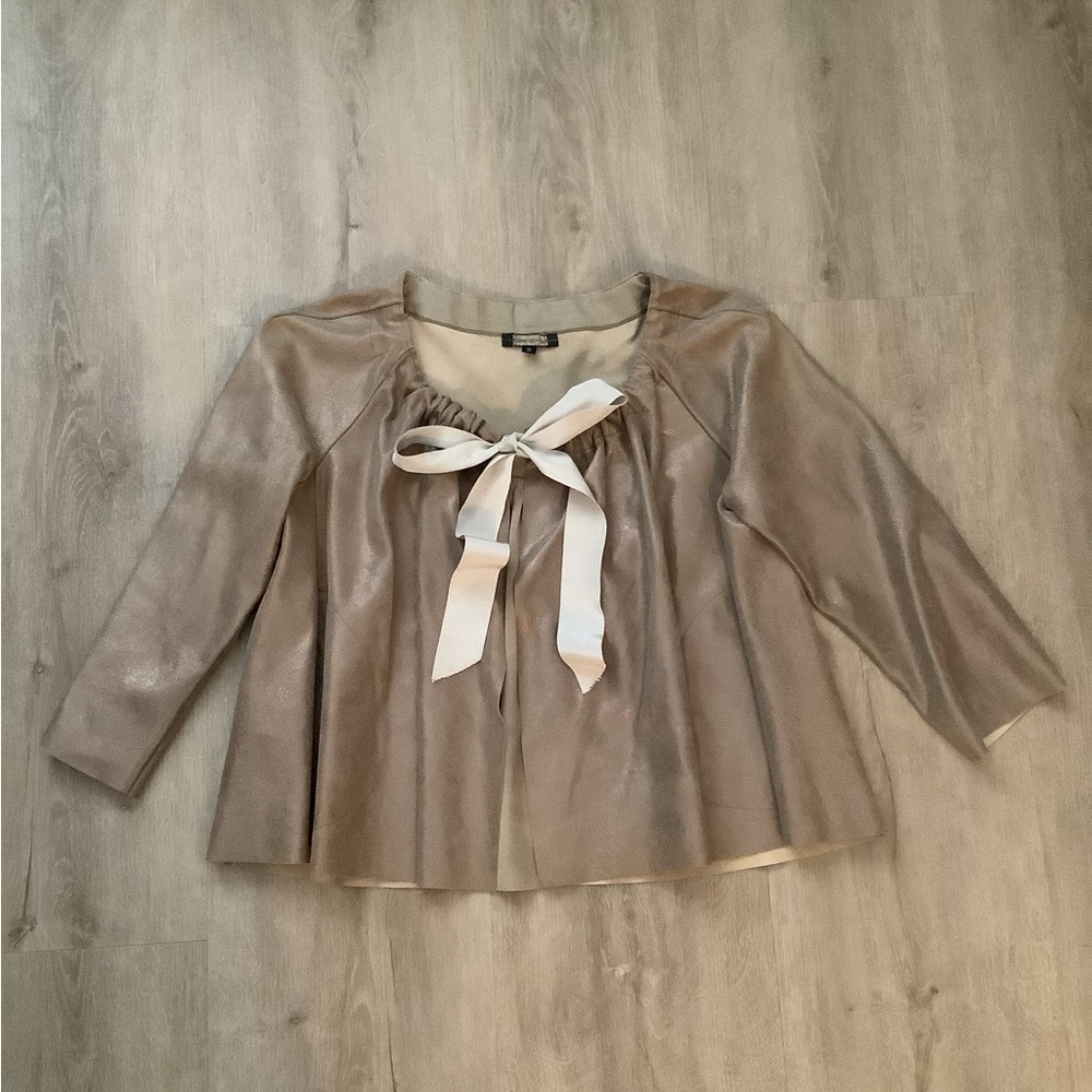 Vintage Rozae Nichols Leather Gold Evening Jacket